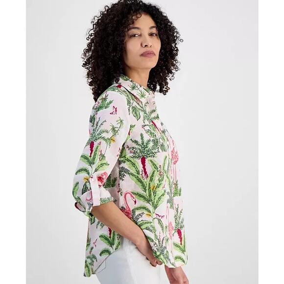 Charter Club Luxury 100% Linen Palm Beach Shirt, Size LP - Picture 3 of 12